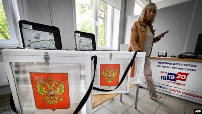 У Росії почалися перші вибори до Держдуми за час великої війни . Путін закликає підтримати війну